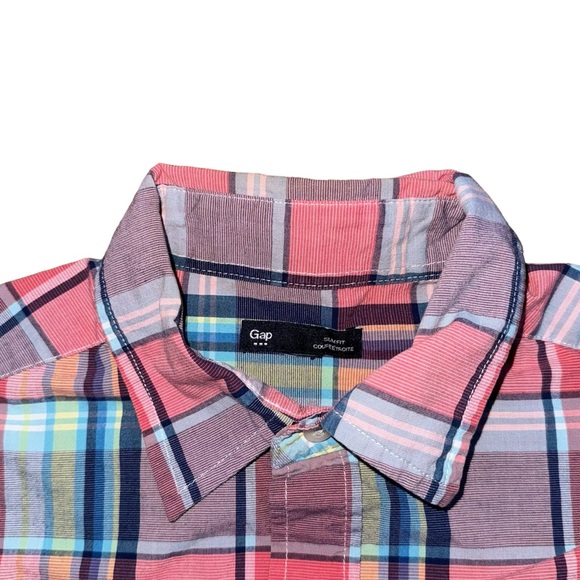 Gap Plaid Short Sleeve Shirt - Color Salmon - Picture 3 of 3
